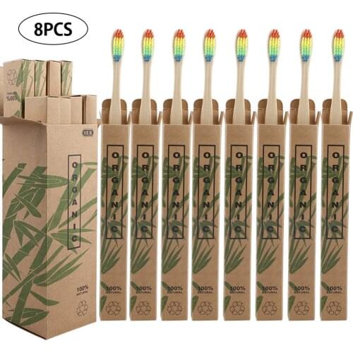 8pcs Bamboo Wooden Toothbrush Eco Friendly Toothbrush Soft Oral Care Tooth Brush Adult Travel Portable