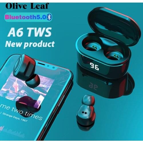 A6 TWS Bluetooth Wireless Earphones Sport Earbuds Waterproof Noise Reduction Earpieces Music Headphones For Xiaomi Huawei Iphone