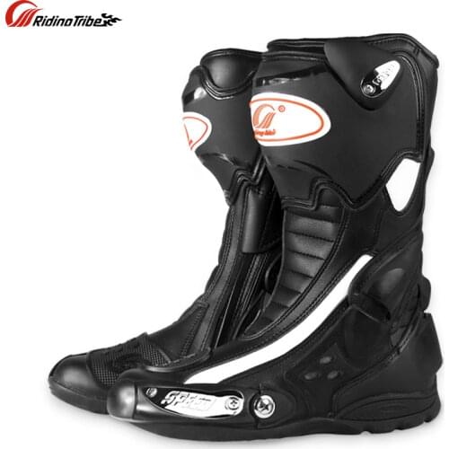 New Motorcycle Boots Racing Speed Motorbike Shoes Bota Motocross Boot Men Dirt Bike Cycling 4 Seasons Motorboat Split Mens Boot