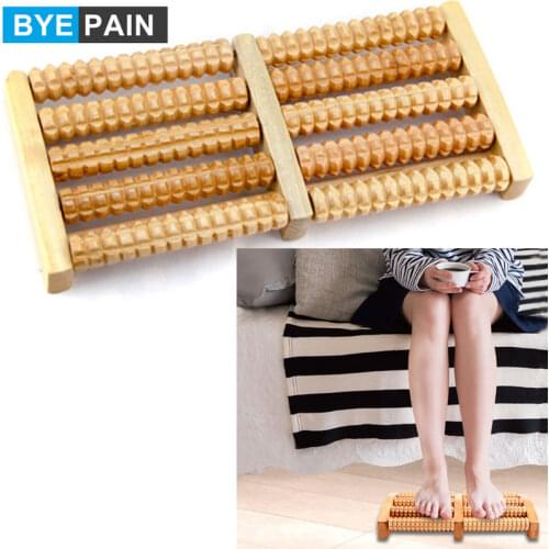 BYEPAIN Wooden Foot Massager Roller Reflexology for Stress Fitness Health Care Feet Massager Colorful Massage Roller Pain Relief