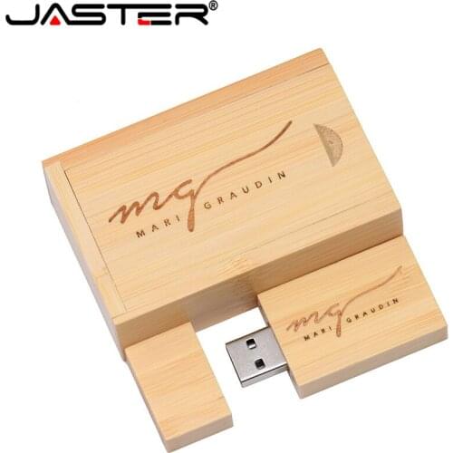 JASTER USB 2.0 wooden little square block USB+BOX Flash Drive 64GB 32GB 16GB 4GB Memory Stick photography gifts 1PCS free logo