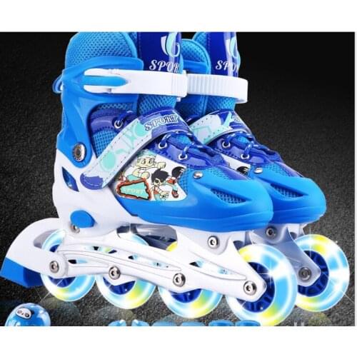Childrens adjustable inline skates Childrens roller skates Special offer roller skates single flash PVC suit