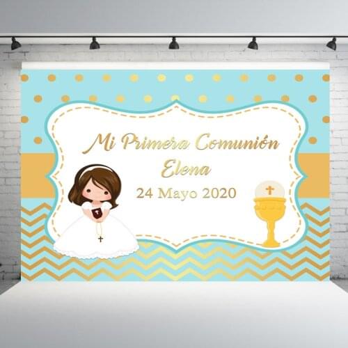 First Communion theme Backdrop Customized Background Photography Studio Photo Backgrounds for Girl Birthday Party Photocall