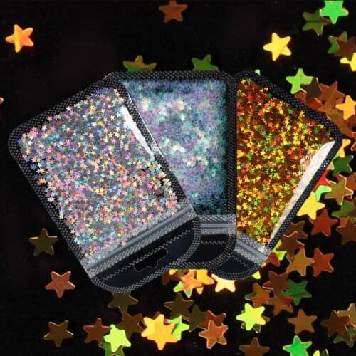 3 Colors Holographic Glitter Star Shape Sequins For Nail Art Decorations Sparkly Gold Silver Sequins Spangles Nails Accessories