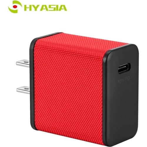 HYASIA USB Type C PD Charger 18W for Huawei P20 Fast Mobile Phone Charging for iPhone 8 Xs Max PD Adapter + Samsung Galaxy S9