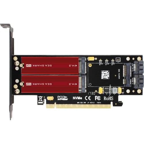 JEYI SK16-PRO m.2 Adapter x16 PCI-E3 Full Speed for NVME NGFF M.2 2280 SSD Sheet Thermal Conductivity Silicon Wafer Fan Cooling