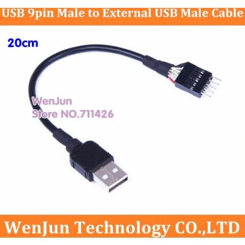 High Quality 20cm motherboard Internal USB 9pin Male to External USB A Male data extension cable shielding PC computer DIY