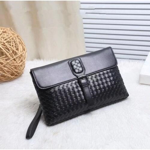 Kaisiludi leather bag hands woven universal envelope large capacity hand grab bag leather fashion wrist
