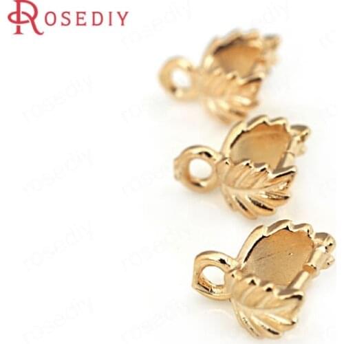 10PCS 24K Champagne Gold Color Brass Tree Leaf Leaves Charm Pendants Connector High Quality Diy Jewelry Findings Accessories