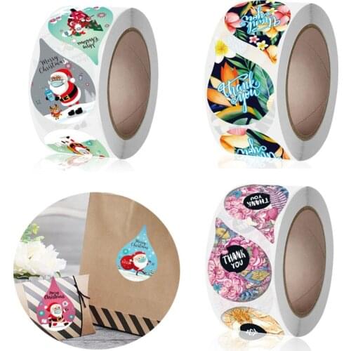 500pcs Water Drop Flower Thank You Sticker 1 Inch Round Stamp Holiday Teacher Reward Sticker Envelope Stationery Sticker