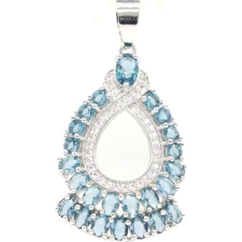 35x35mm Anniversary Star Shape 18x13mm Created Spinel London Blue Topaz CZ For Women Dating Silver Pendant Eye Catching