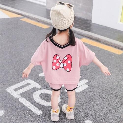 Summer Baby Girls Clothing Sets Fashion Cartoon Printed Top T-shirt + Shorts Outfits Kids Suit Cotton Toddler Children Tracksuit