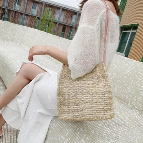 Summer Beach Vacation Womens Bag Leisure Woven One Shoulder Straw Woven Bag Outdoor Camping Backpack