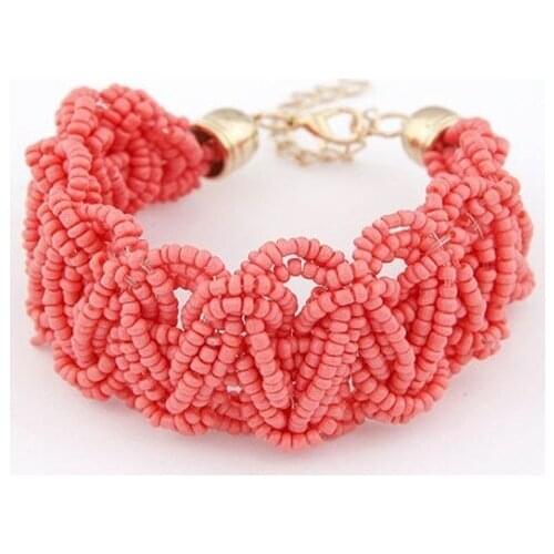 Fashion Bohemia Beaded Handmade Crochet String Cuff Bracelet Wrap Ethnic Exotic Boho Beads Bangle Vintage Jewelry for Women Girl