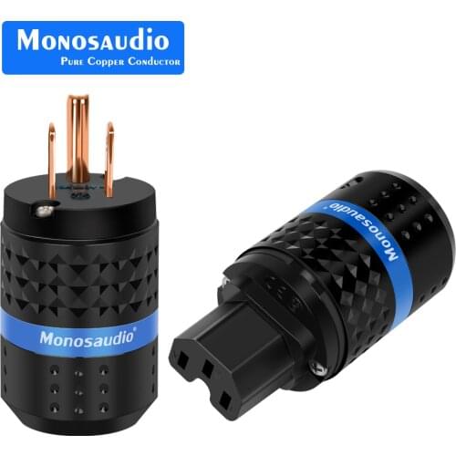Monosaudio M102/F102 99.998% Pure Copper US AC Power Plug & IEC320 C13 Connector for Audio DIY Mains Power Cable