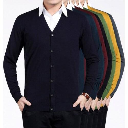 2018 Spring Autumn New Mens Cashmere Cardigan V-Neck Loose spell Color Fashion Jacket Wool Knit Cardigan Shirt