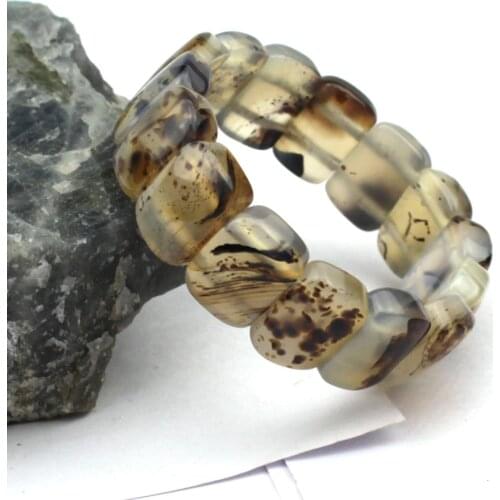 Natural gray leaf agate stone beads bracelet natural gemstone bracelet DIY jewelry bracelet for woman for gift wholesale
