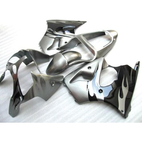 New Arrival Injection Motorcycle parts for Kawasaki Ninja ZX6R fairing kit 2000 2001 2002 silver black set zx6r 00 01 02 YH43