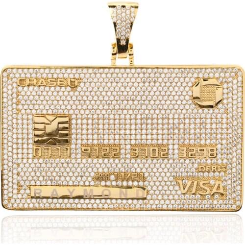 JINAO New Credit Card Pendant Necklace Personal Tailor Exquisite Craftsmansh Micor Paved CZ Hip Hop Jewelry Gift For Men Women