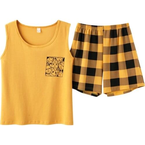 2021Womens pajamas Cute Cartoon Print Short Set Pajam For Women Pajama Set Sweet Short Sleeve T Shirts & Shorts Summer Pijama