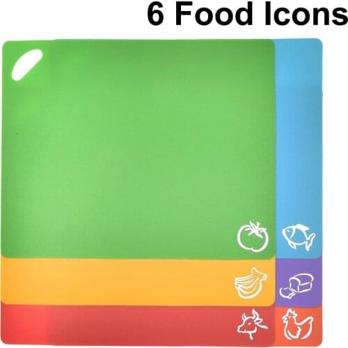 6-Pack Flexible Plastic Kitchen Cutting Board, Extra Thick Vegetables/Meat/Fish/Chicken/Chopping Board Sheet Mats with Easy-Grip