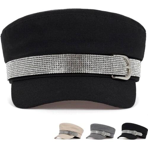 Simple Winter Beret with a Buckled Hat Womens Mens Stylish Black Hats Black Flat Berets Mens Cap