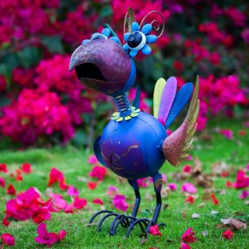 Wrought Iron Animal Big Blue Bird Garden Statues Garden Decoration Outdoor Garden Decoration Animal Garden Sculpture Ornaments