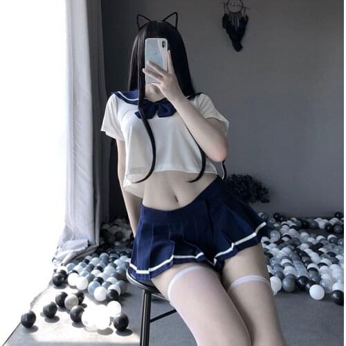 Sexy Lingerie Kawaii School Girl Japanese Erotic Costumes Top And Mini Skirt For Women Cosplay Student Cute Uniform Temptation