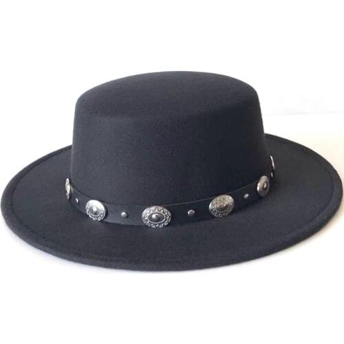 YOYOCORN European American Round Caps Bowler Hats Feminino Black belt Imitation Woolen Women Men Ladies Fedoras Top Jazz Hat