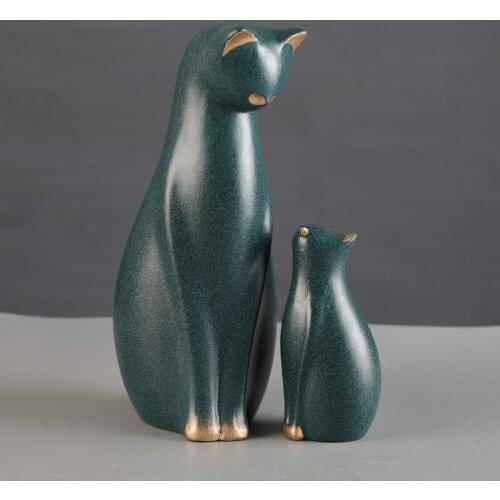 Cute Ceramics Cat Figurines Home Decoration Creative Wedding Gift Crafts Animal Statues Home Room Table Sculptures Decor