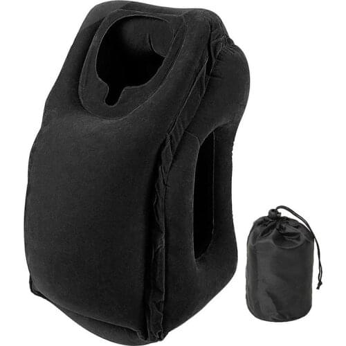 Foldable Inflatable Pillow Outdoor Travel Flight Neck Pillow Blow Air Soft Body Back Support Cushion Foldable Office Nap Pillow