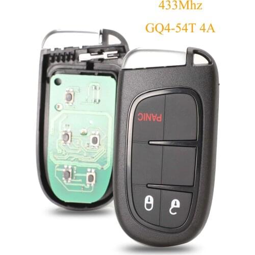 Kutery 3 Buttons Smart Remote Car Key Fob 433MHz GQ4-54T 4A For DODGE/Chrysler/JEEP Keyless-go 1500 2500 3500 PCF7953M Chip