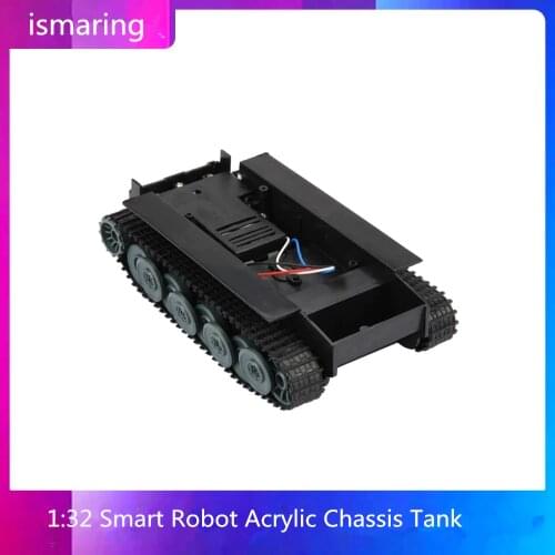 Tank Chassis 1:32 Smart Robot Acrylic Chassis Tank Truck With Rubber Crawler UNO Development Board for DIY KitGerma
