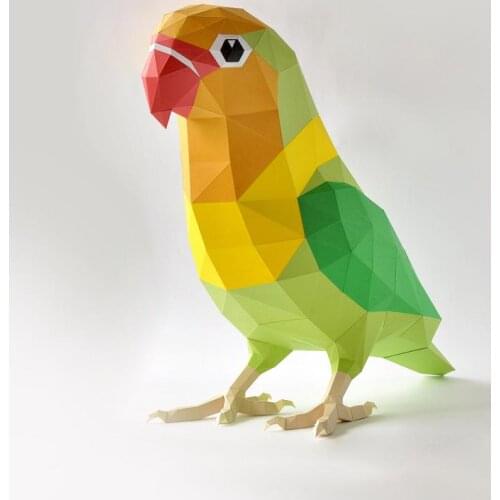 Creative 3D Paper Model Love Bird Parrot DIY Animal Ornament Decoration Papercraft Handmade Origami Toys For Boys Girls