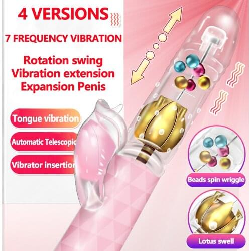 Butterfly Vibrator Telescopic Rotating Beads Vibrating AV Magic Wand G Spot Dildo Rabbit Vibrator Masturbator Sex Toys For Women