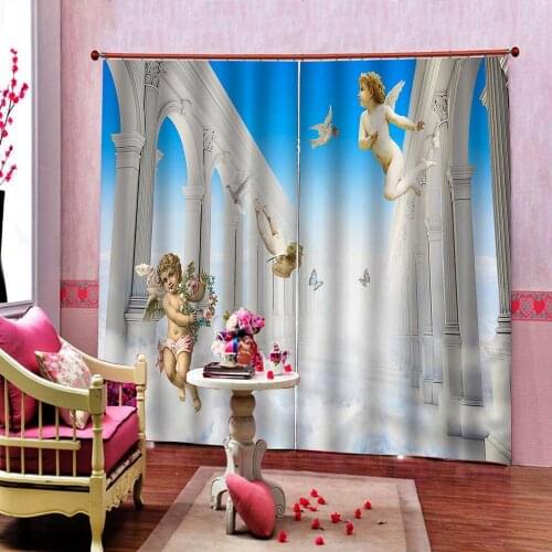 Curtain Custom Living Room Bedroom European 3D Angel Building Paradise Blackout Sunshde Window Drapes Sets 2 Panels With Hooks