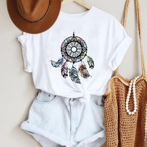 2021 Women Clothing Feather Dream New Cute Fashion Cartoon Summer Lady Print Tee Stylish T Top Tshirts Clothes T-Shirt