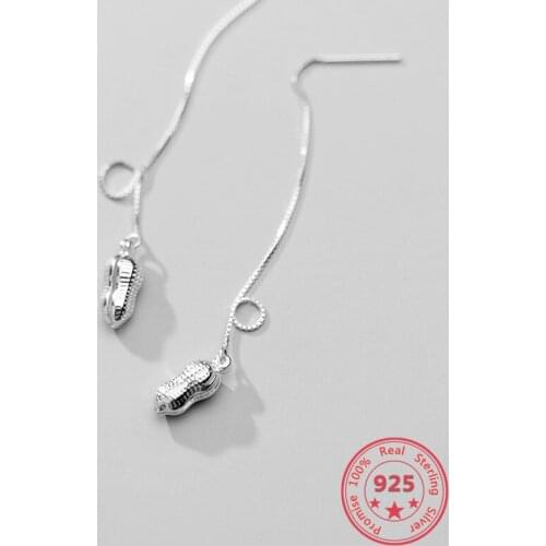 Real S925 Sterling Silver Long Ear Line For Women Fashion Personality Peanut Earrings Cute Exquisite Ear Accessories Jewelry