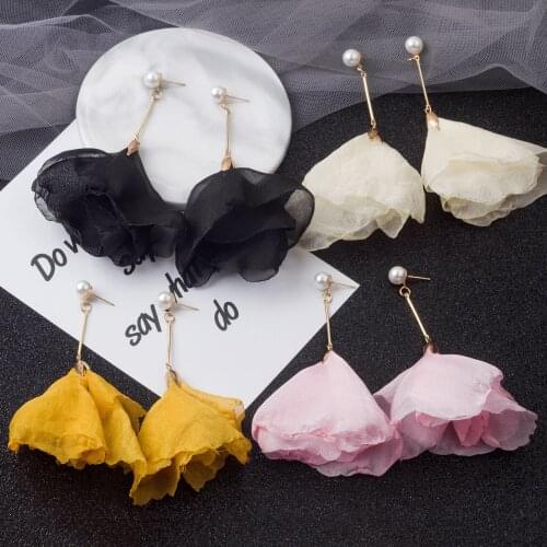 2021 New French Retro Style Earrings for Women Multilayer Tulle Feminine Earrings Tassel Earring Temperament Jewelry Wholesale