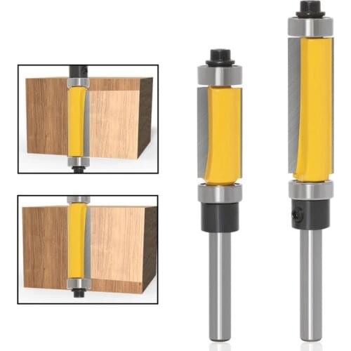 1Pcs 1/4 6mm Flush Trim Router Bit Top And Bottom Dual Bearing Bits CNC Milling Cutter For Wood Woodworking Trimming Cutters