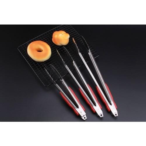 1PC 9 inch 12 inch 14 inch Kitchen Cooking Salad Serving BBQ Tongs Stainless Steel Plastic Handle Utensil PM 007