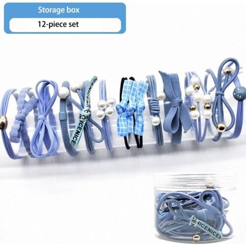 12Pcs/Set Imitation Pearls Hair Rope High Elasticity Hairbands Mix And Match A Variety Of Styles Rubber Band Plaid For Hair Ties