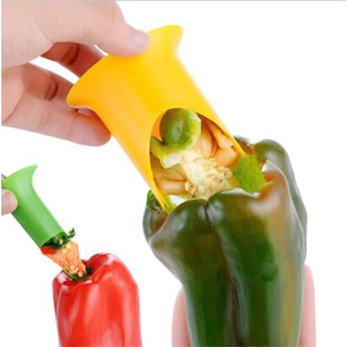 2Pcs/set Pepper Corer Slicer Pepper Seeded Remover Device Jalapeno Corer Seed Remover Pepper Chilli Cutter Corer Random Color