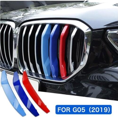 3pcs Exterior Car Front Grill Strip Trim For BMW X5 G05 2019 Year Model Accessories