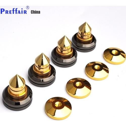 4sets Brass feet Turntable Isolation Spike Feet DISC 28*27mm High Quality Brass HIFI Audio Speaker Amplifier CD Player DAC