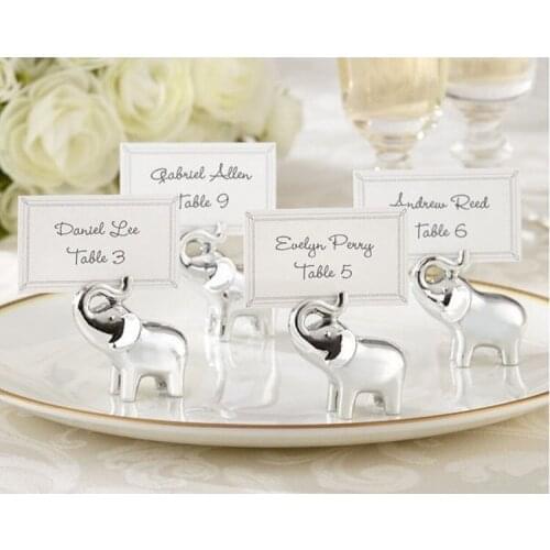 500pcs "Lucky in love "silver-finish lucky elephant place card holder, Photo holder place card holder lin3792