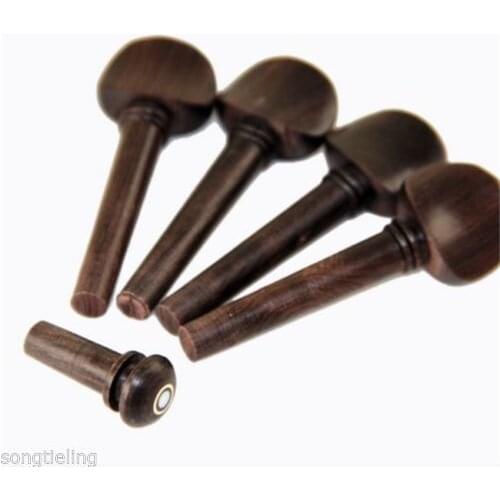 8pcs ebony 4/4 violin pegs and 2pcs endpin nature ebony violin part 4/4