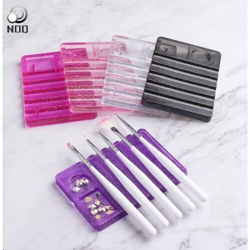1 Pcs Professional Acrylic Crystal 5 Colors Nail Art Brush Holder For Nails UV Gel Pen Display Stand Manicure Tools