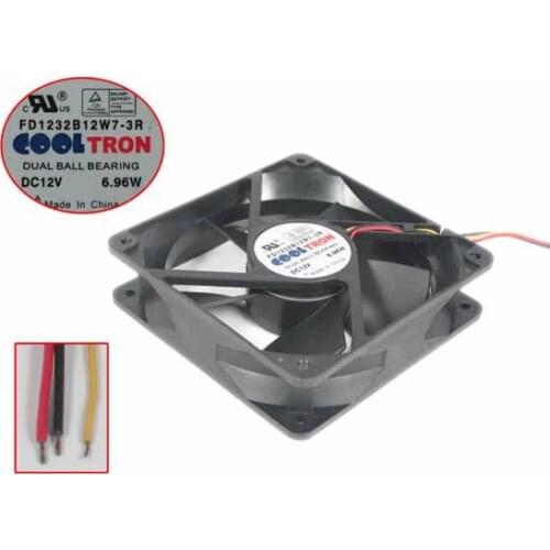 COOLTRON FD1232B12W7-3R DC 12V 6.96W 120x120x32mm 3-Wire Server Cooling Fan
