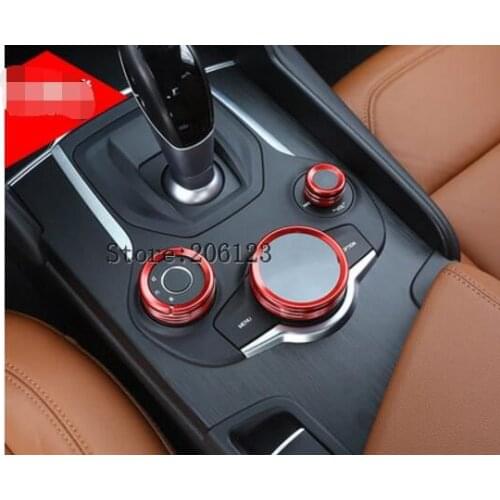 For Alfa Romeo Giulia Stelvio 2017 Aluminum Alloy Interior Center Control Multimedia Knob Ring Trim Set of 3pcs